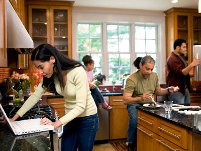 Family in kitchen