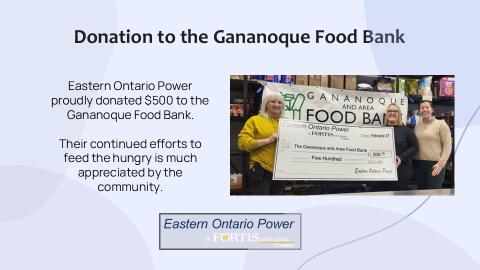 Donation to the Gananoque Food Bank